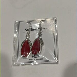 NWT red coral earrings sterling silver